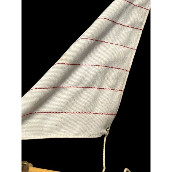 VTG Bermuda Storm Wooden Sailboat Model Bosun Boats Red White Sails Nautical Dec - Picture 2 of 7
